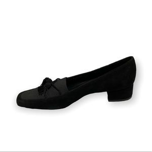 Salvatore Ferragamo Black Boutique Suede Fabric Tassel Accent Heels S Pumps